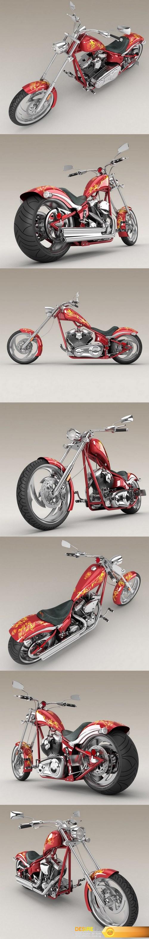Big Dog K9 Chopper Motorcycle 3D Model (1)