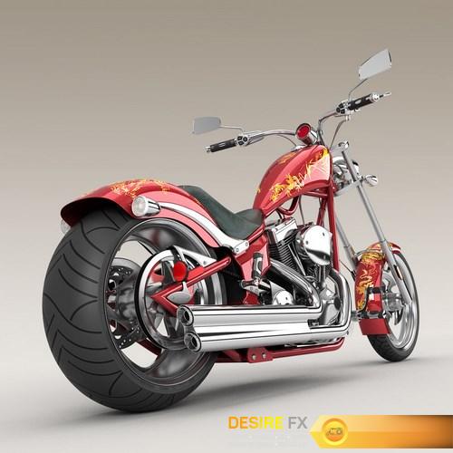Big Dog K9 Chopper Motorcycle 3D Model (2)