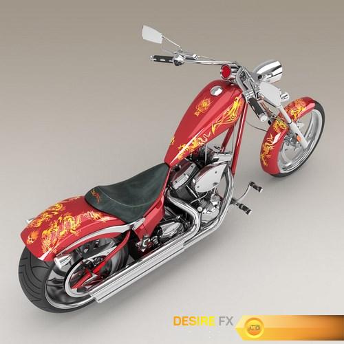 Big Dog K9 Chopper Motorcycle 3D Model (9)