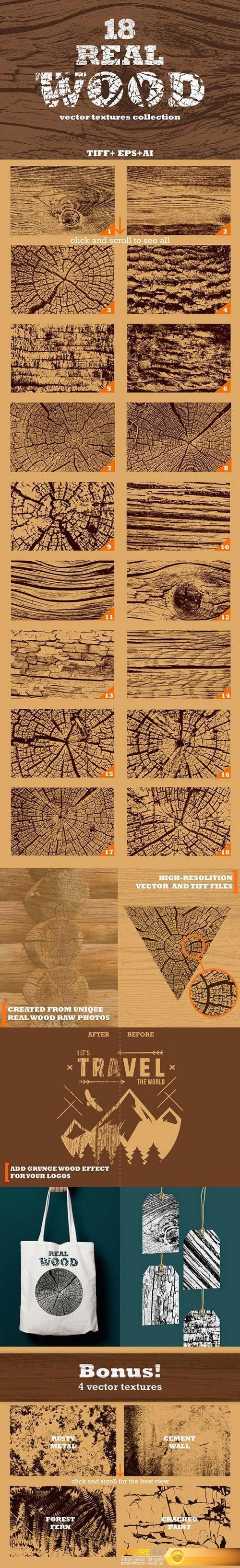 CM - 18 Real Wood Vector Textures 1645222