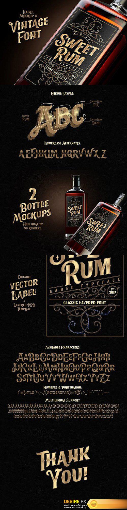 CM - Sweet Rum Font, Label, Mockup! 1782899