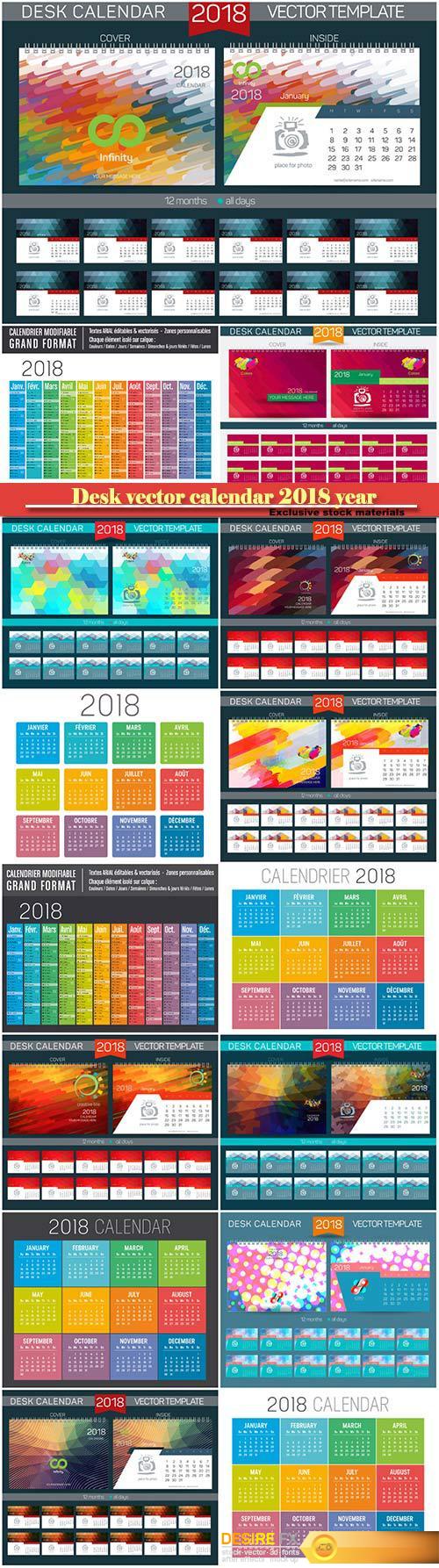 Desk vector calendar design templatefor 2018 year # 6