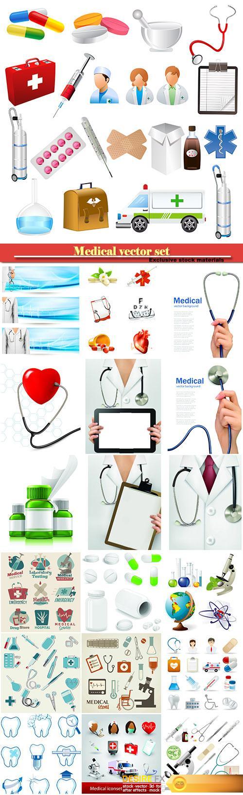 Medical vector set, icons and elements