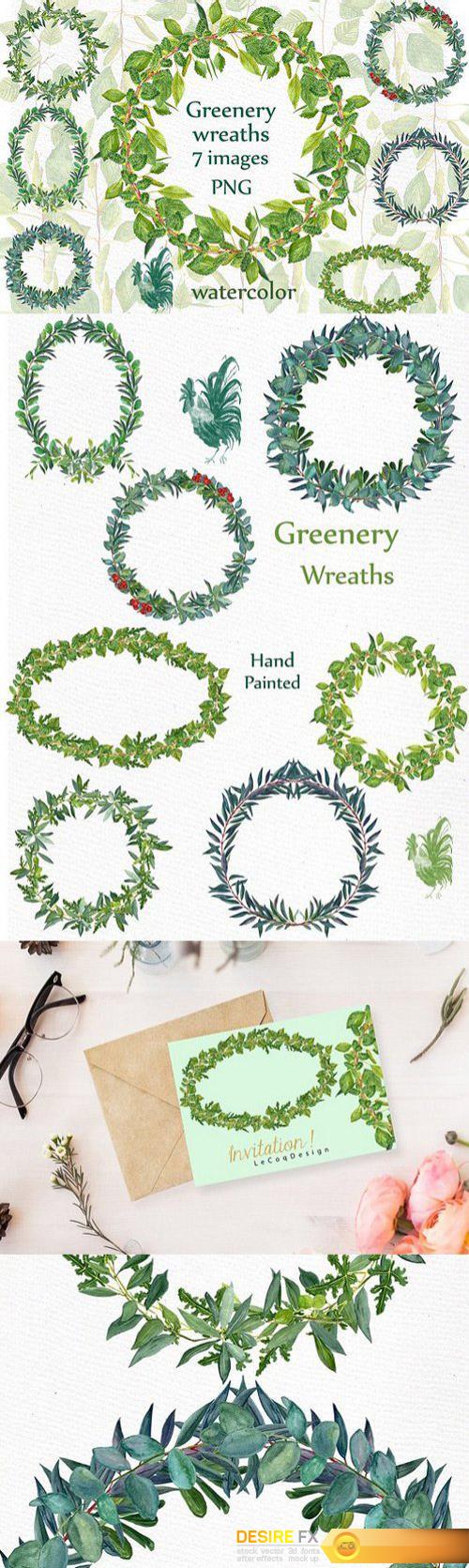 CM - Watercolor Fern Wreaths clipart 1697763