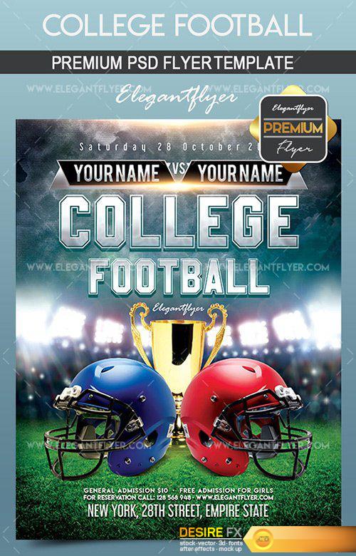 College Football – Flyer PSD Template + Facebook Cover