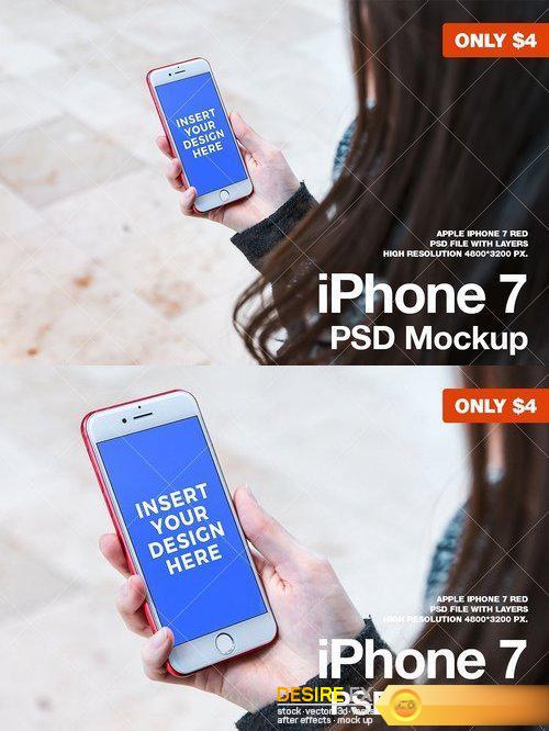 CM - iPhone 7 RED PSD Mockup 1419645