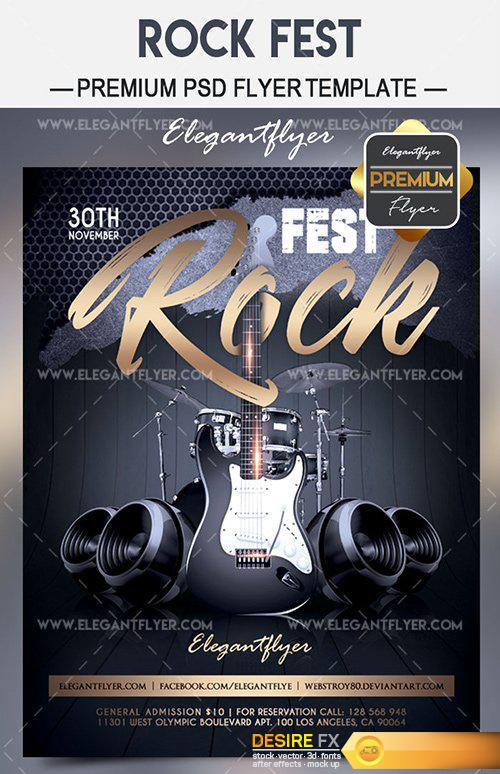 Rock Fest – Flyer PSD Template + Facebook Cover