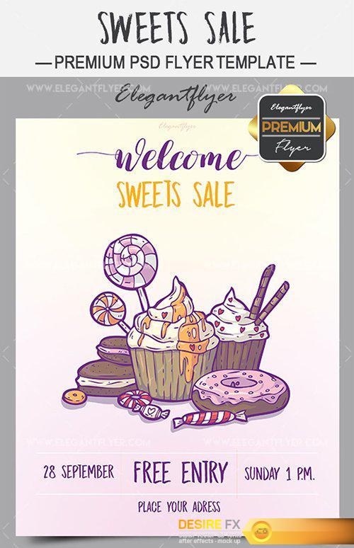 Sweets Sale – Flyer PSD Template + Facebook Cover