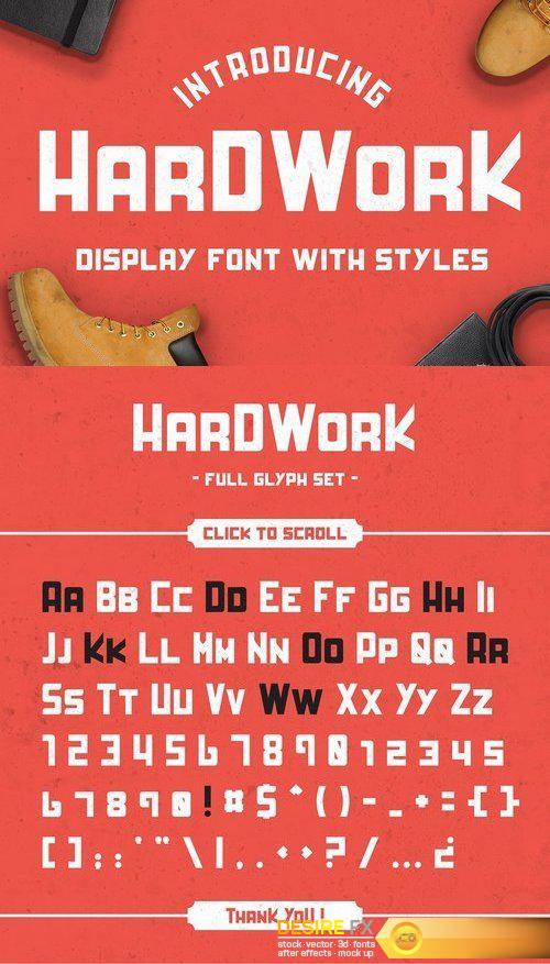 CM - HardWork - Display Font With Styles 1416670