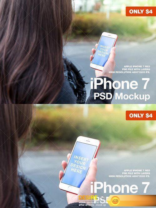 CM - iPhone 7 RED PSD Mockup 1419614