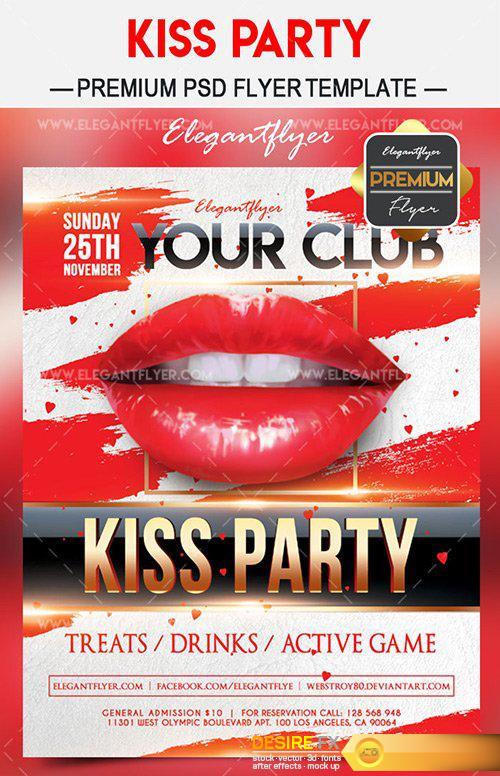 Kiss party – Flyer PSD Template + Facebook Cover