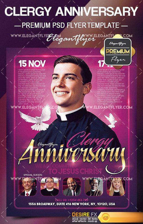 Clergy Anniversary – Flyer PSD Template + Facebook Cover