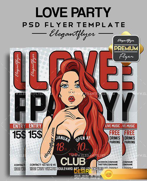 Love Party- Flyer PSD Template + Facebook Cover