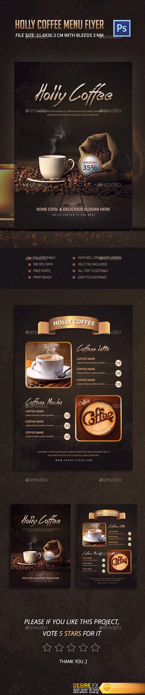 Graphicriver - Holly Coffee Menu Flyer 12070995