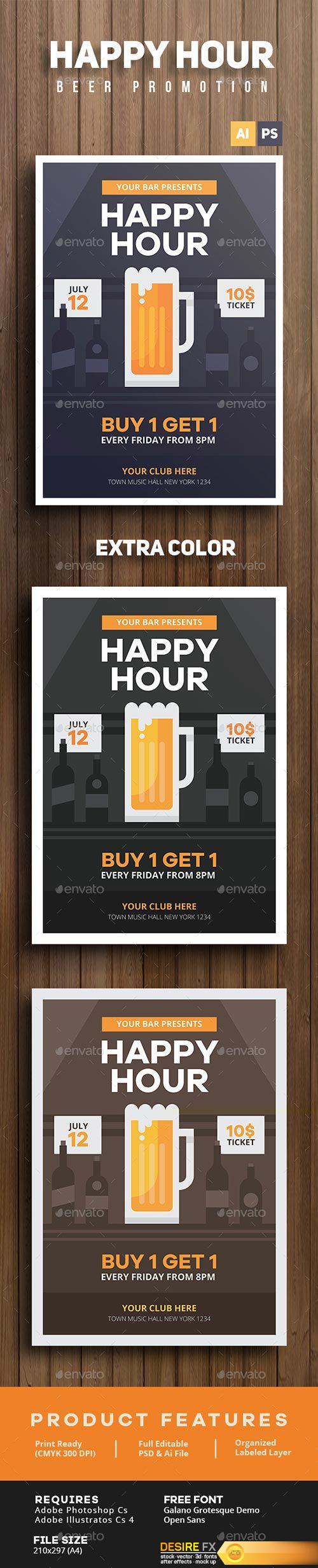 Graphicriver - Happy Hour Beer Promotion Flyer 14265779