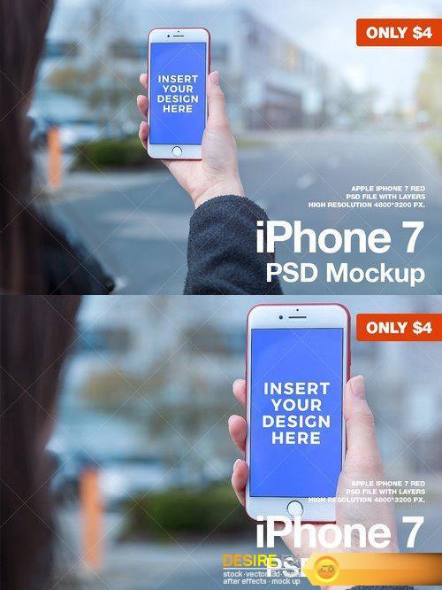 CM - iPhone 7 RED PSD Mockup 1419608