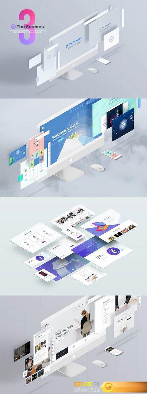 The Screens - Perspective PSD Mockup Template