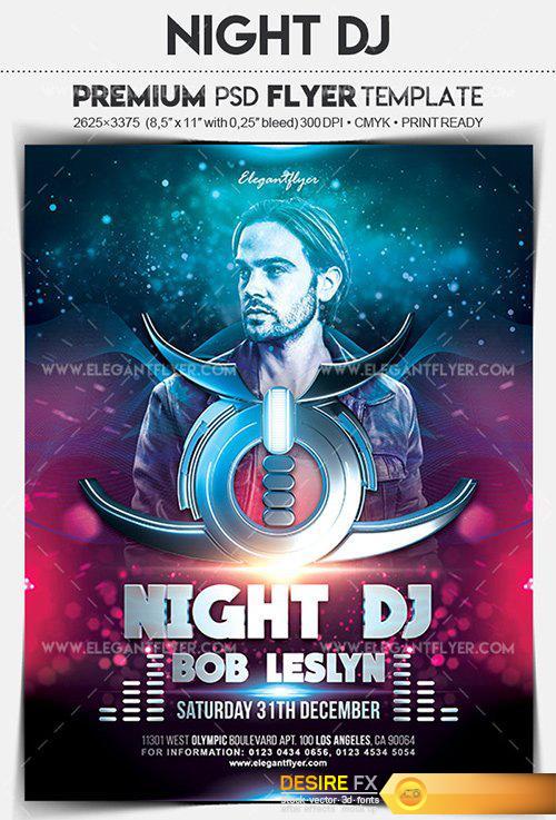 Night DJ – Flyer PSD Template + Facebook Cover