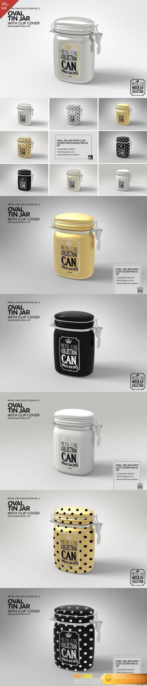 CM - Oval Tin Jar With Clip Cover Mock Up 1928254