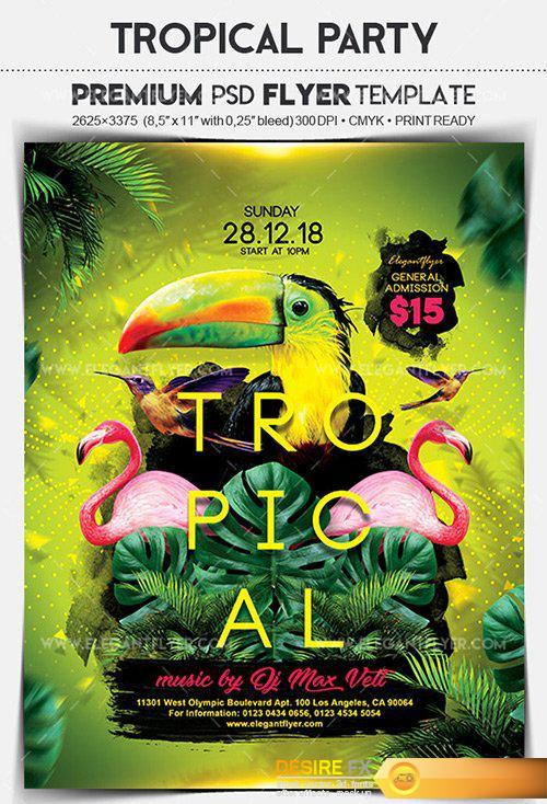 Tropical Party – Flyer PSD Template + Facebook Cover