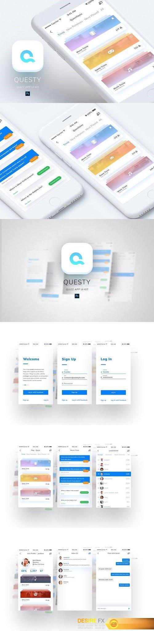CM - Questy - Quizz Mobile App UI Kit 1916120