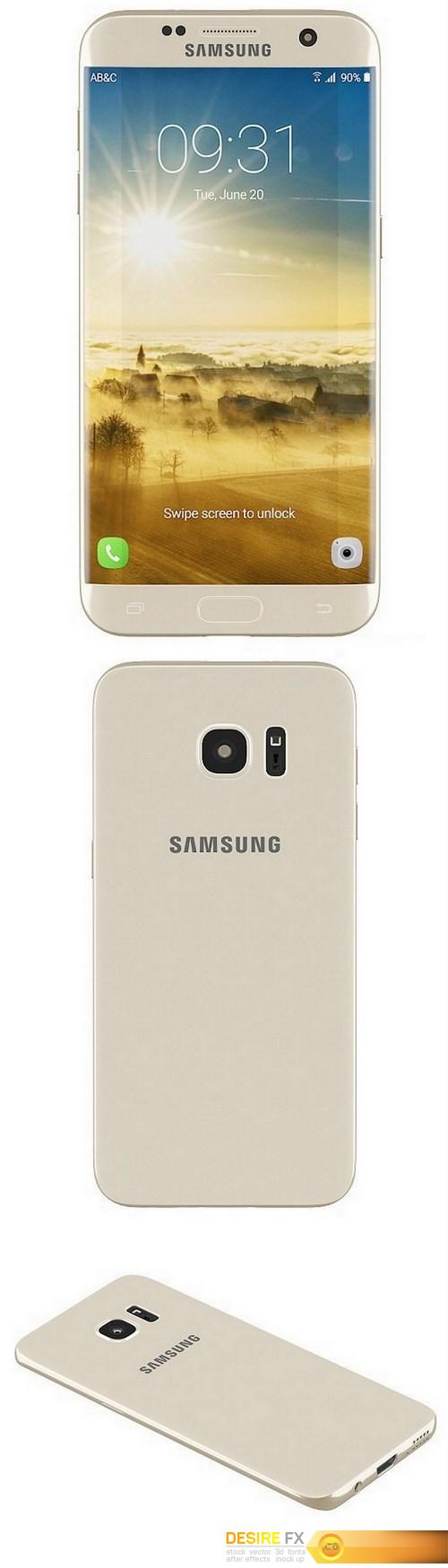 Galaxy S7 Edge Gold 3D Model (1)