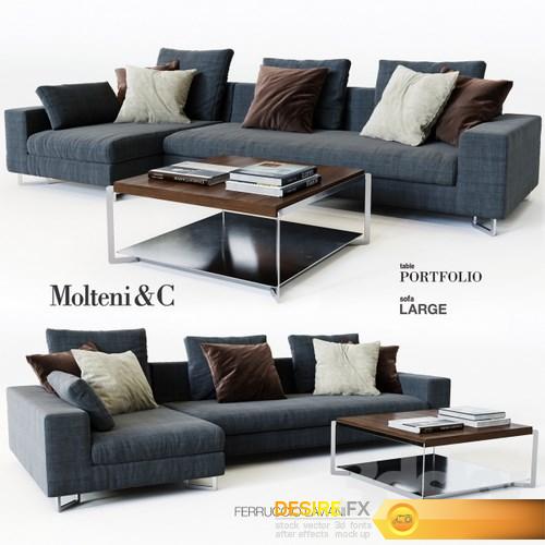 Molteni Sofa Large 3D Model (3)