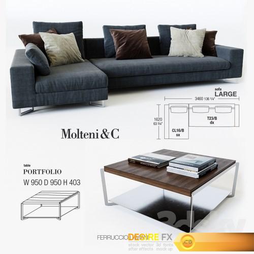 Molteni Sofa Large 3D Model (4)
