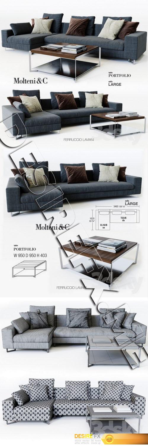 Molteni Sofa Large 3D Model