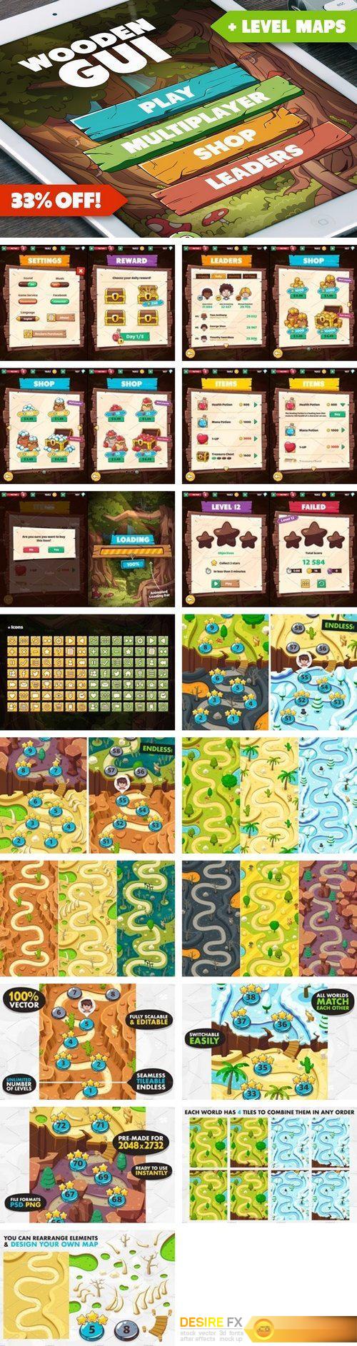 CM - Wooden GUI and Game Level Map BUNDLE 1541783