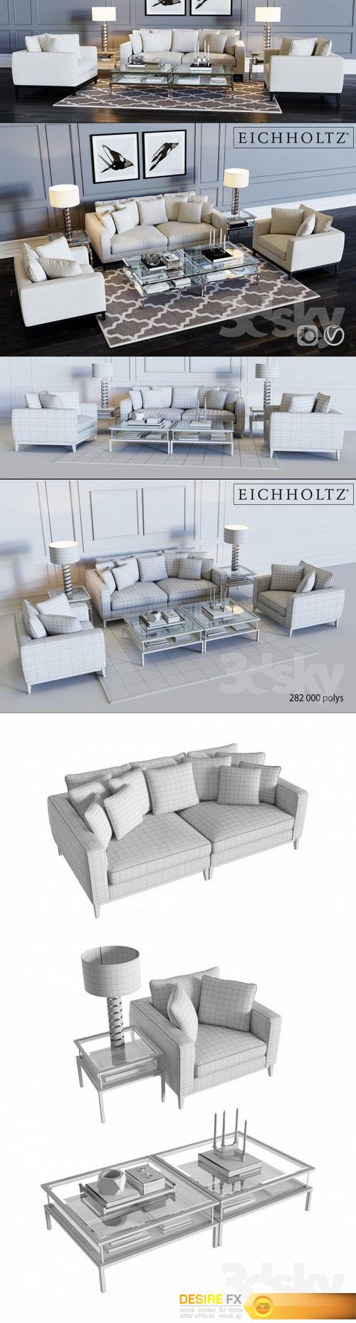 Eichholtz Sofa Principe & Chair Principe 3D Model