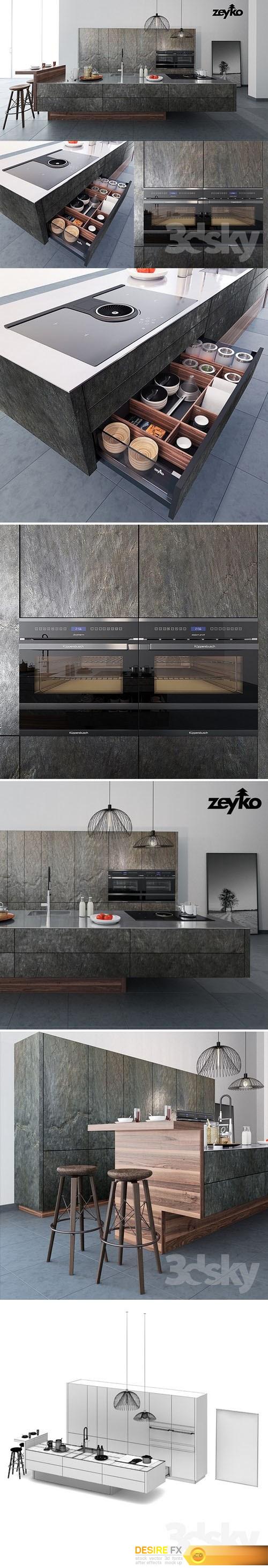 Kitchen Zeyko Forum Stone Oceangreen 3d Model