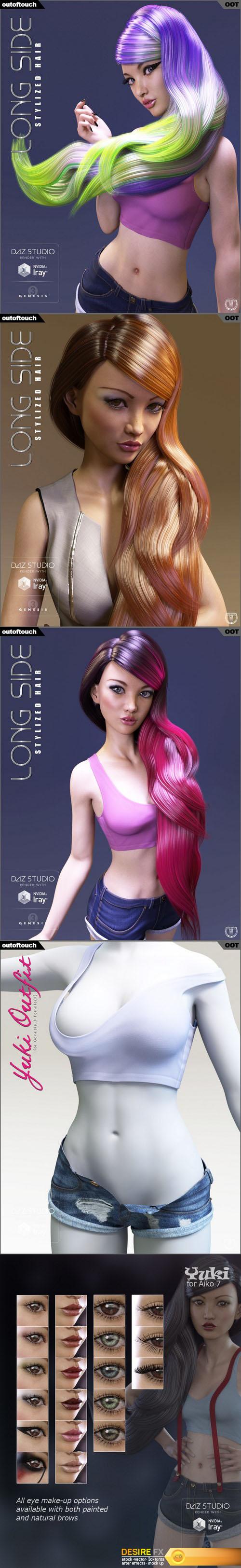 Yuki Bundle - Character, Clothing and Outfit for Genesis 3 Female(s) 3D Model