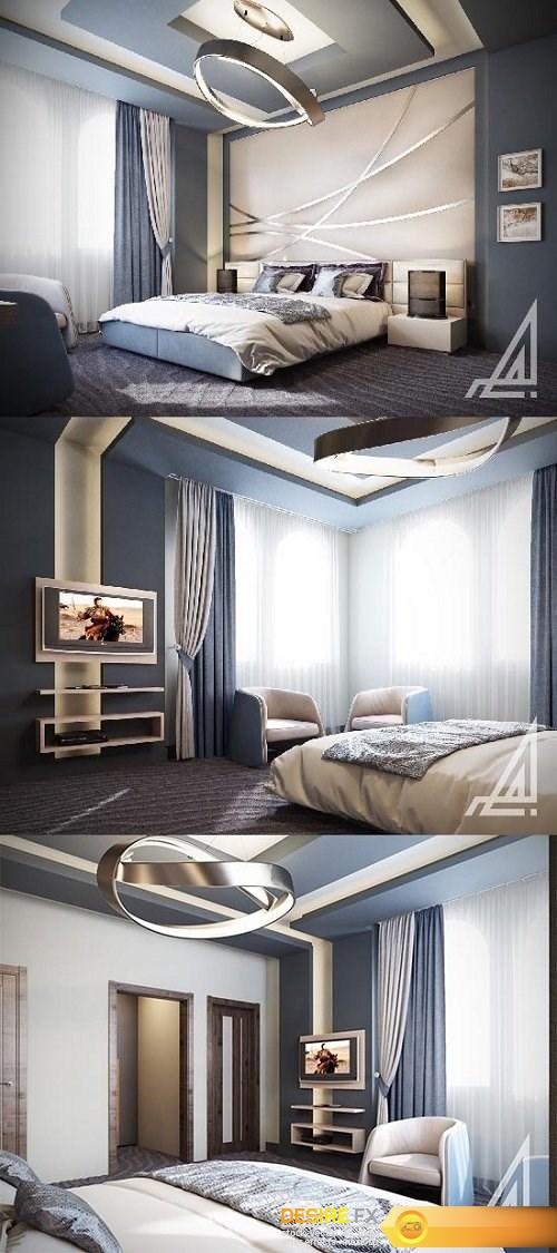 Modern Bedroom 02 Interior Scene 3D Model
