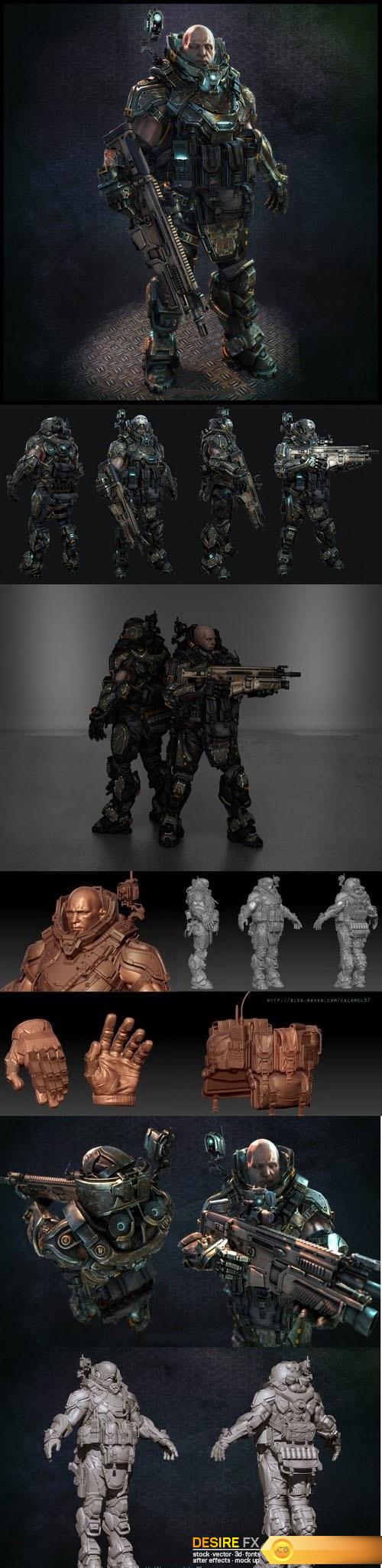 Sci FI Soldier 3D Model