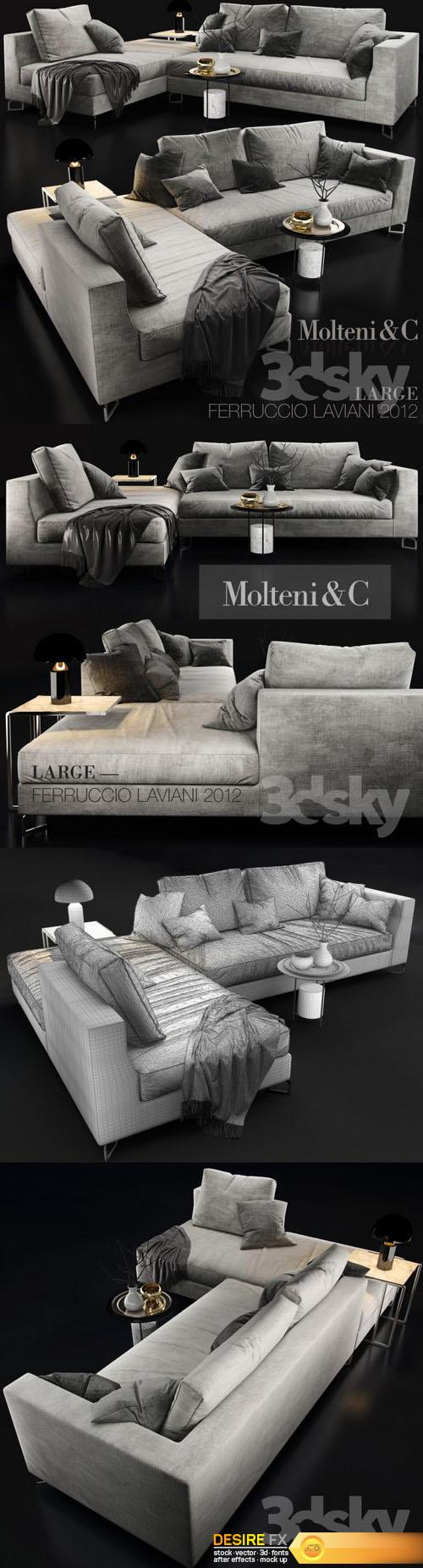 Sofa Molteni c LARGE 3d Model