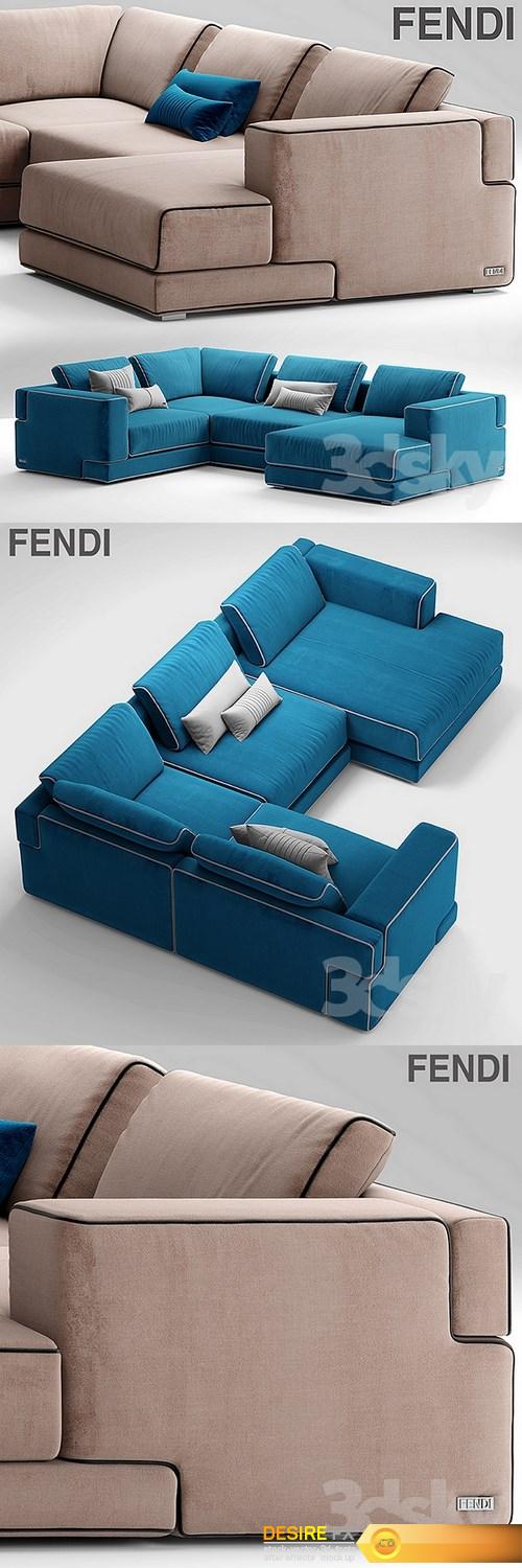Sofa Sloane Fendi Casa 3d Model