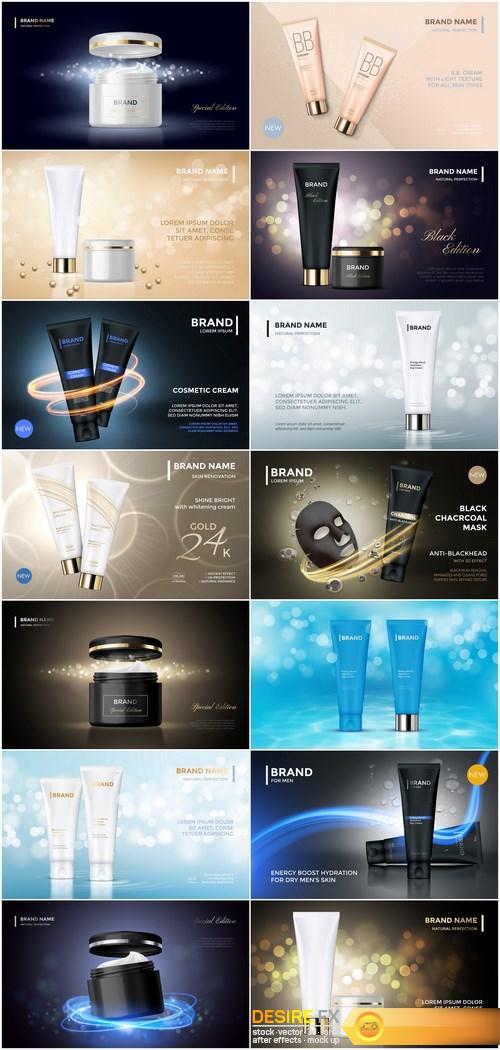 Cosmetic package or face cream product advertising vector template design - 14 EPS