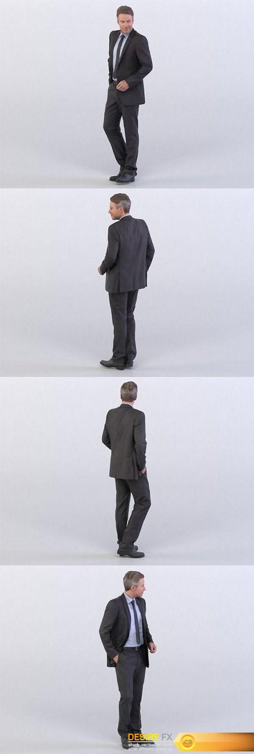 Dennis 0253 Man in a Suit Standing at an Angle, Arm in a Pocket 3D Model