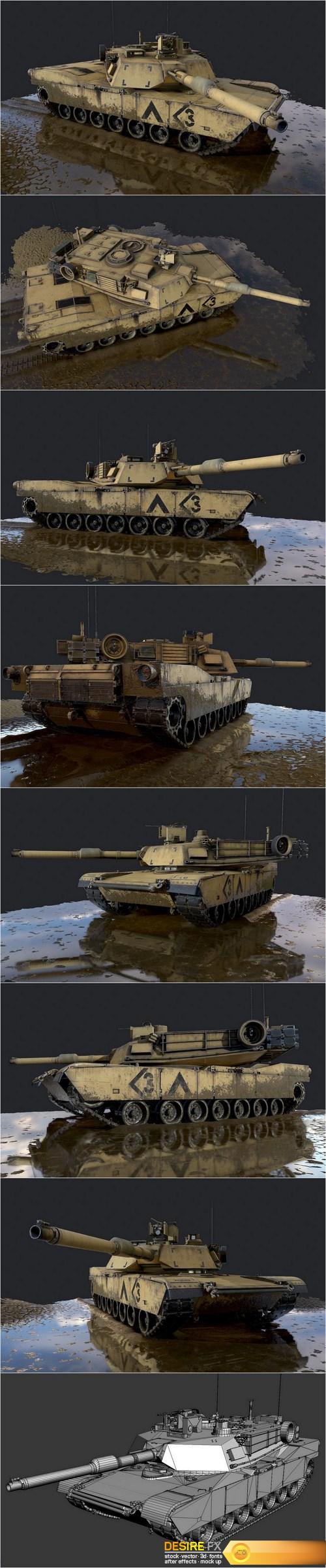 Main Battle Tank M1A1 Abrams 3D Model