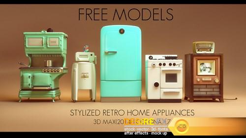 Stylized Retro Home Appliances 3d model