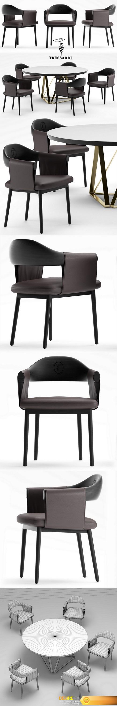 Table and chair Trussardi Casa Larzia Chair 3d model