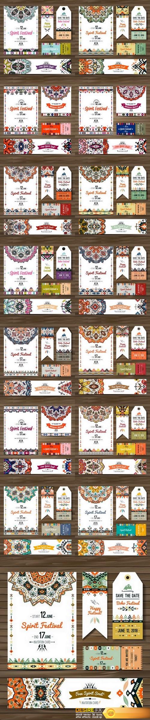 Ethnic Ornaments Tags And Banners - 15 Vector