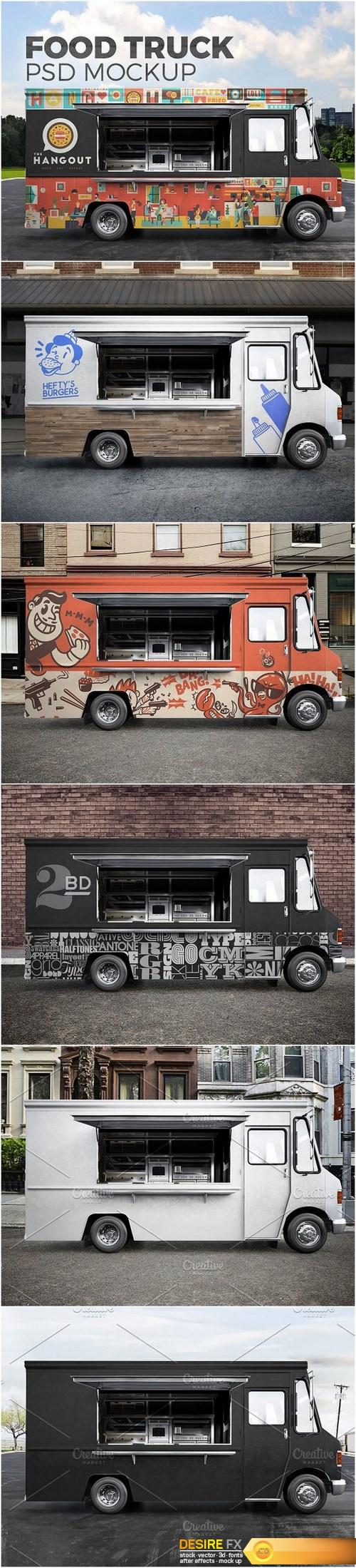 Food truck. PSD Mockup