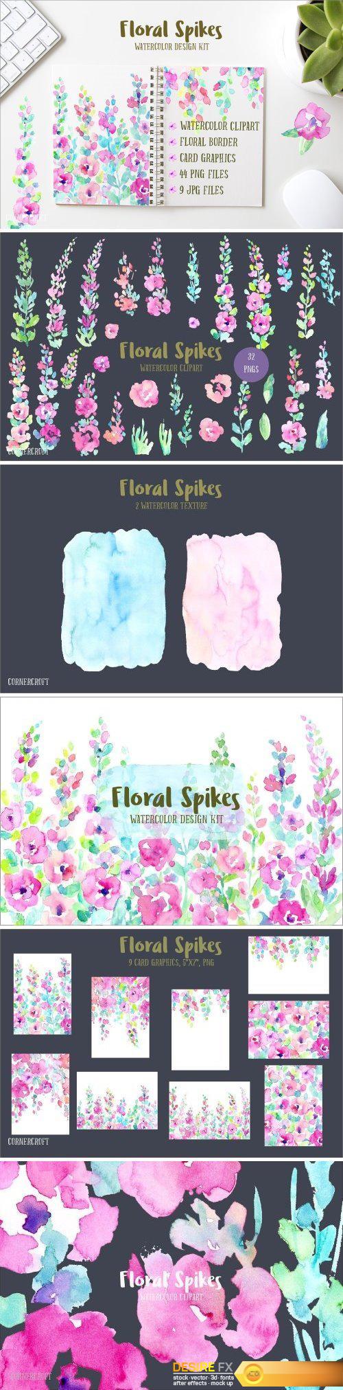 CM - Watercolor Design Kit Floral Spikes 1602688