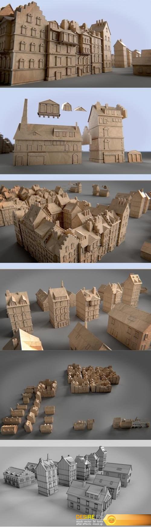 CgTrader - Paper Buildings and Building Model Kit