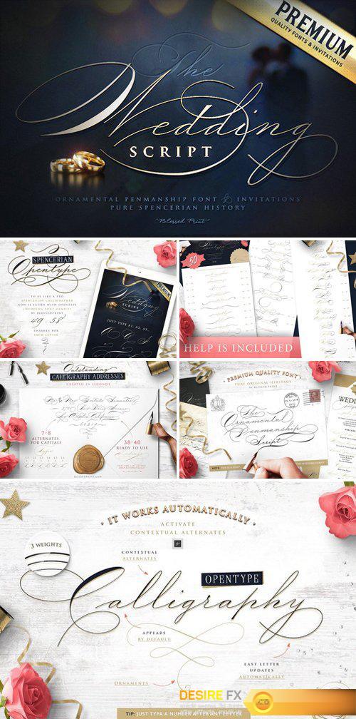 CM - The Wedding Script font & invitation 1994692