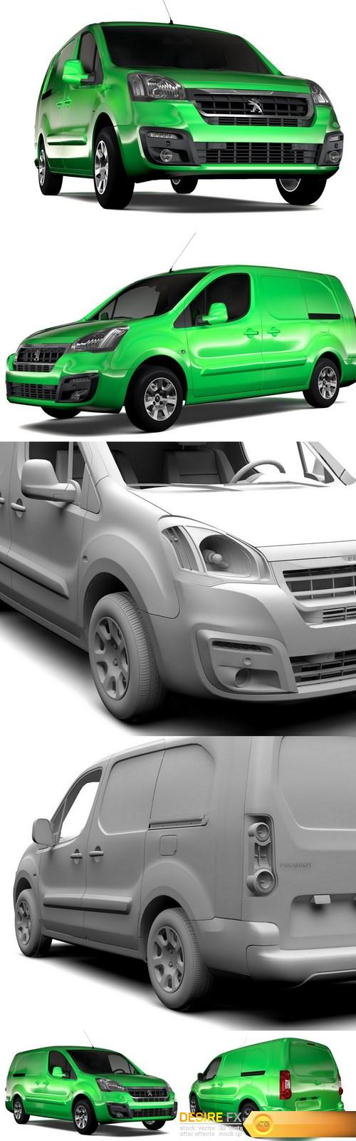 Peugeot Partner Van L2 2slidedoors 3D Model