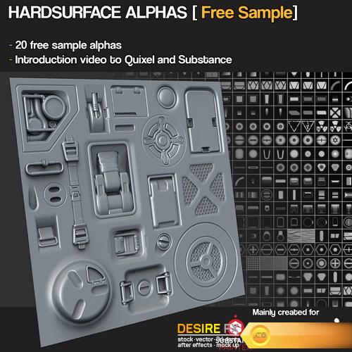 ZBrushSPQuixel - 20 Hardsurface alpha maps