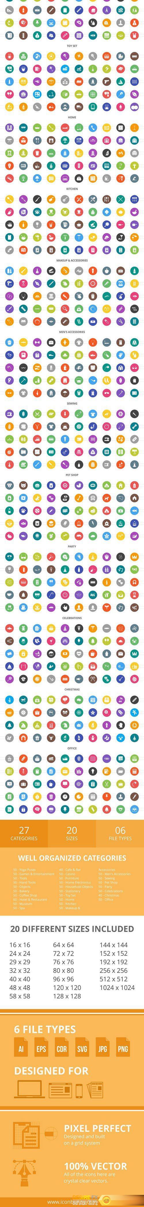 CM - 1340 Indoors Filled Round Icons 2428207
